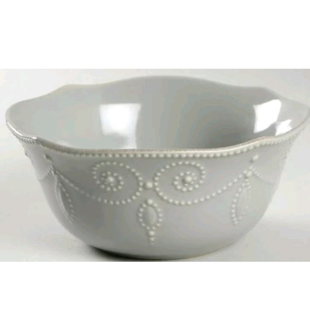 1‎ Lenox French Perle Gray All Purpose Bowl 6 5/8" Beaded Scalloped Scroll